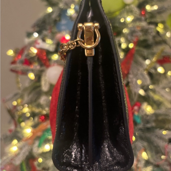 GUCCI GG Ophidia Sherry Line Medium Red Suede & Black Patent Leather Crossbody - Picture 3 of 15